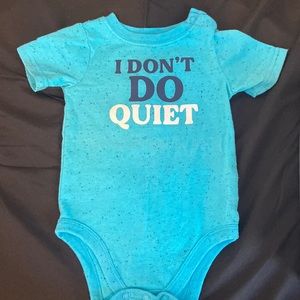 6-9 months blue short sleeve onesie with print